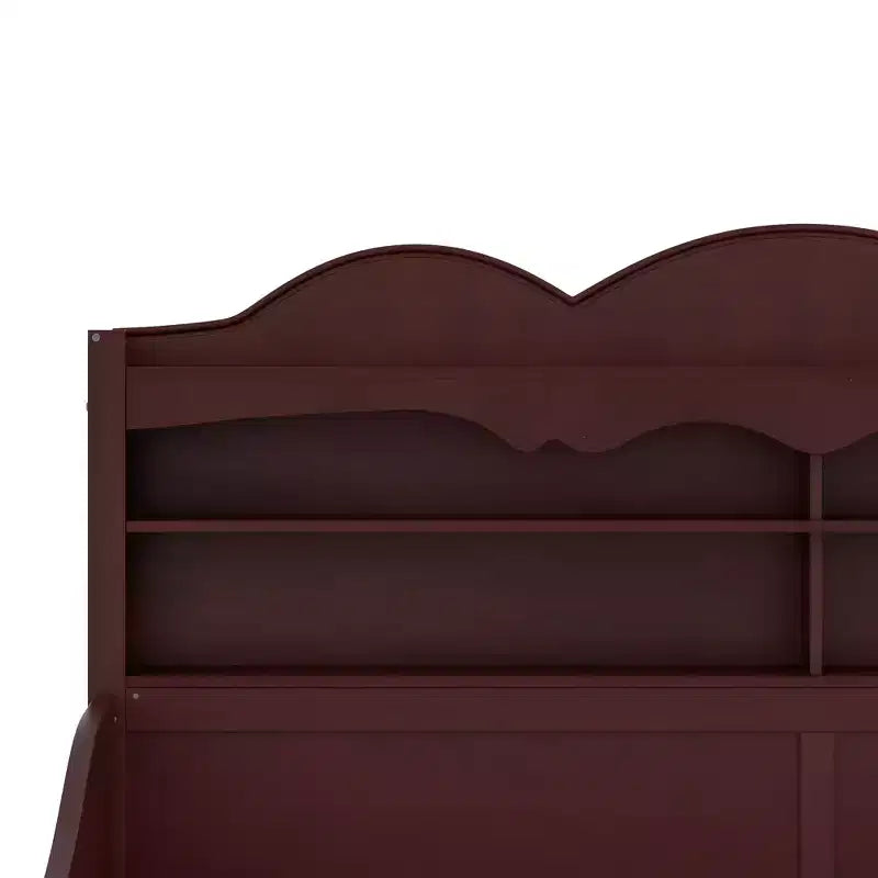 Lit de repos double avec tiroirs de rangement et étagères de tête de lit, cadre de lit en bois, expresso