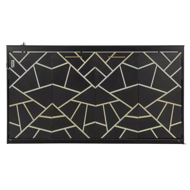 Lit escamotable Queen Size avec rabat latéral, éclairage LED sous le lit, prise USB intégrée, assemblage facile, noir