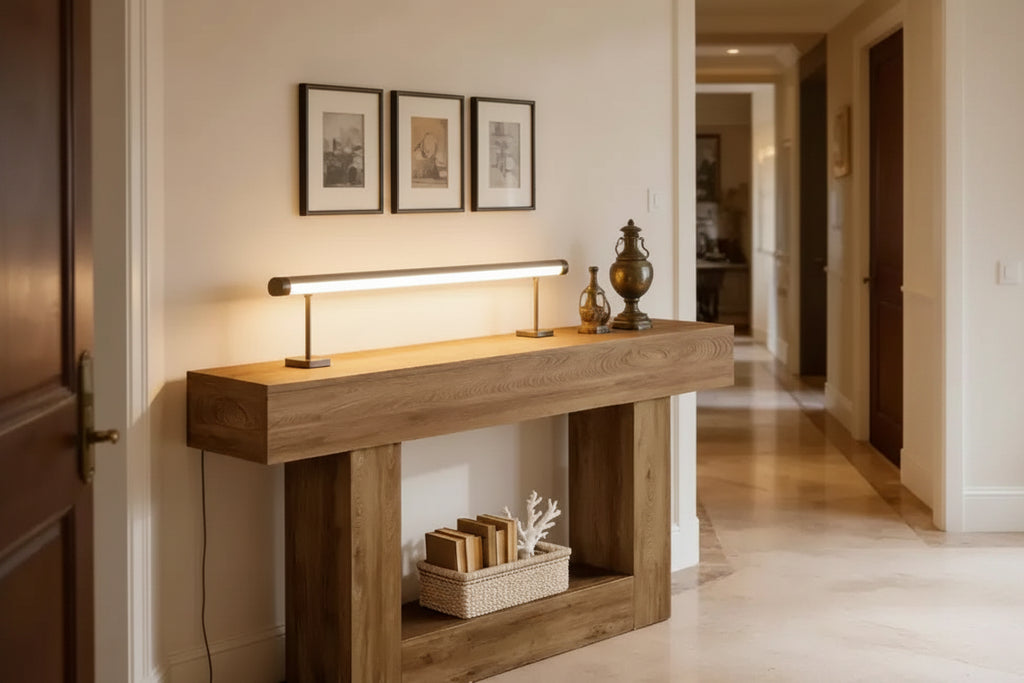 2-Tier Rustic Farmhouse End Table with U-Shaped Base Side Table for Living Room