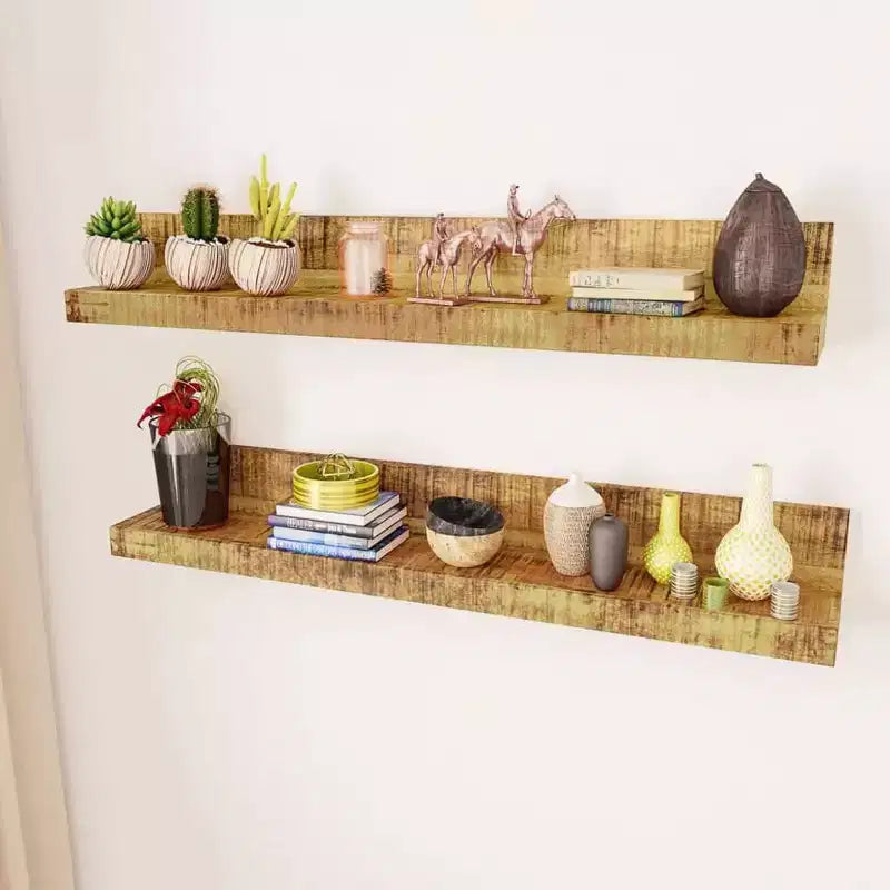 Shelf Natural Mango Wood Solid Mango Wood 43.3 in Wall mounting
