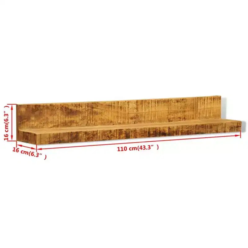 Étagère en bois de manguier massif naturel 110 cm Fixation murale