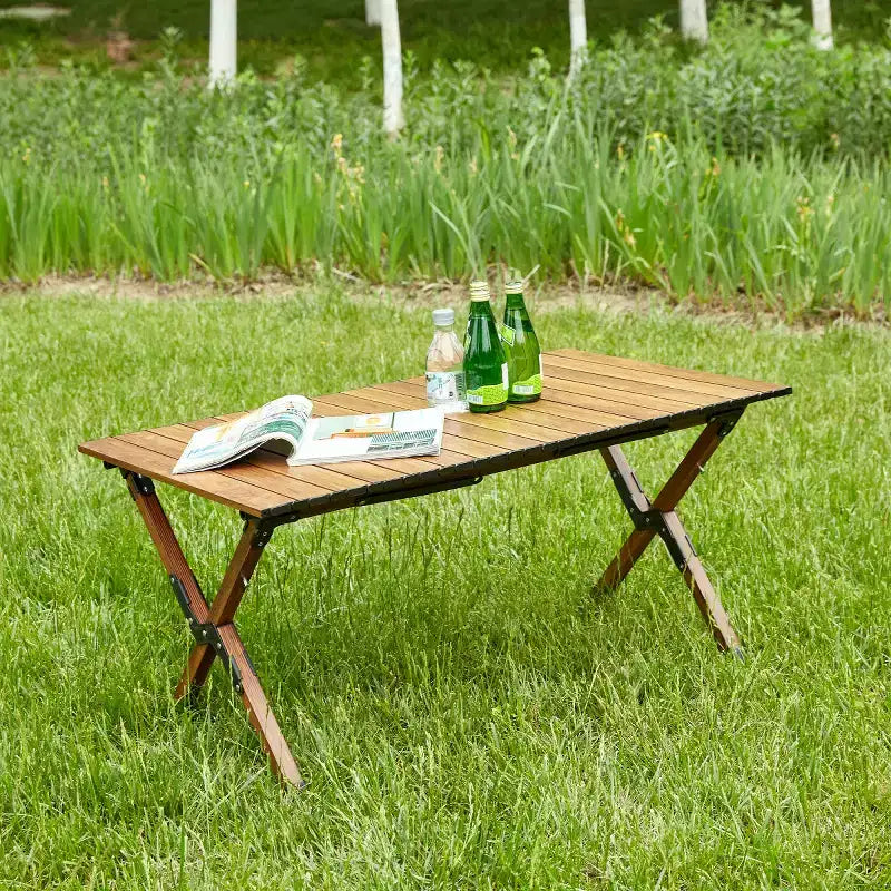Portable Folding Camping Table, Lightweight Aluminum Roll-Up Table for Outdoor Picnic, BBQ & Backyard