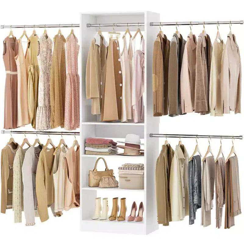 Système de rangement pour placard de 1,5 à 3 m avec 5 tringles et étagères, organisateur de placard extensible pour chambre à coucher