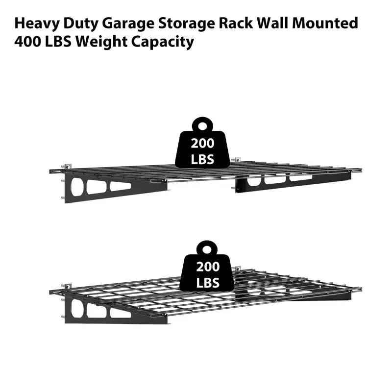 Étagères Murales Robustes (Lot de 2), Rangement de Garage, Étagères Flottantes en Métal pour Garage, Atelier, Sous-sol, Abri de Jardin