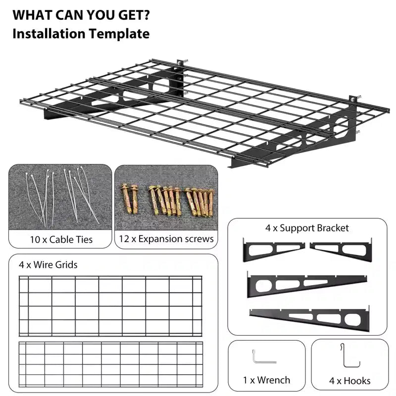 Étagères Murales Robustes (Lot de 2), Rangement de Garage, Étagères Flottantes en Métal pour Garage, Atelier, Sous-sol, Abri de Jardin