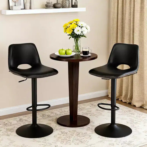 Set of 2 Adjustable Height Bar Stools,Modern Leatherette Upholstered Counter Stools with Ergonomic Backrest,330LBS Capacity for Kitchen Island Home