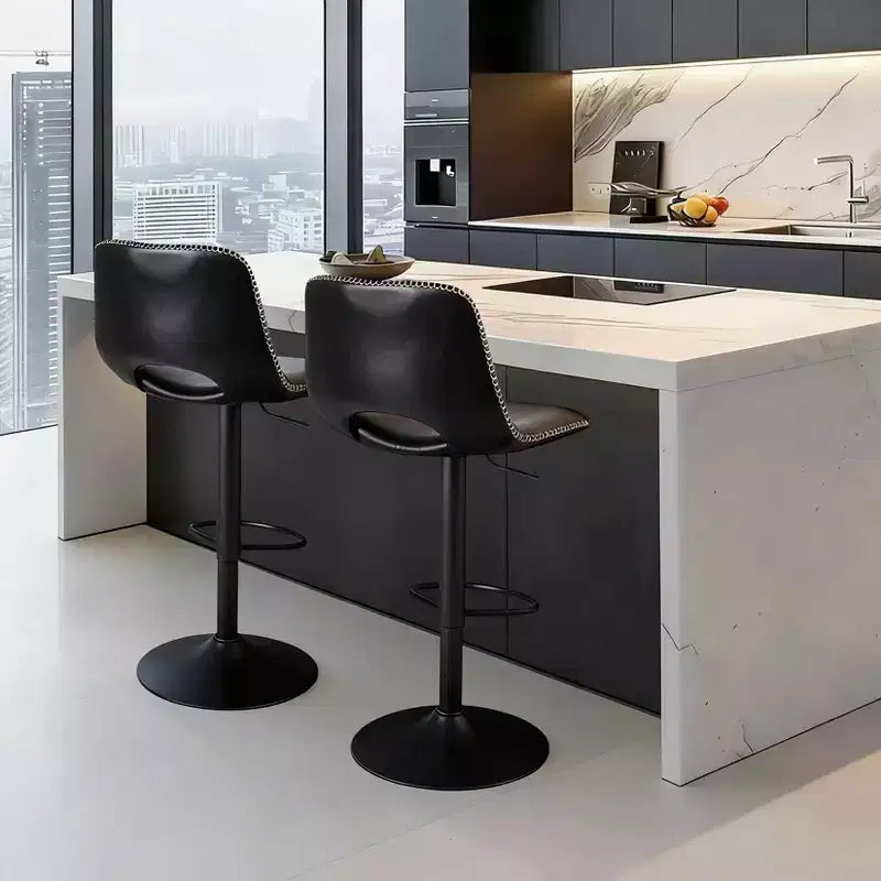 Lot de 2 tabourets de bar à hauteur réglable, tabourets de comptoir modernes rembourrés en similicuir avec dossier ergonomique, capacité de 150 kg pour îlot de cuisine et maison