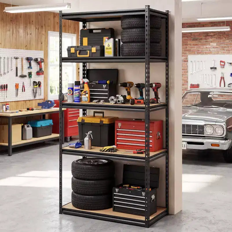 4 Étagères de garage à 5 niveaux, capacité de 1 000 kg, en métal robustes