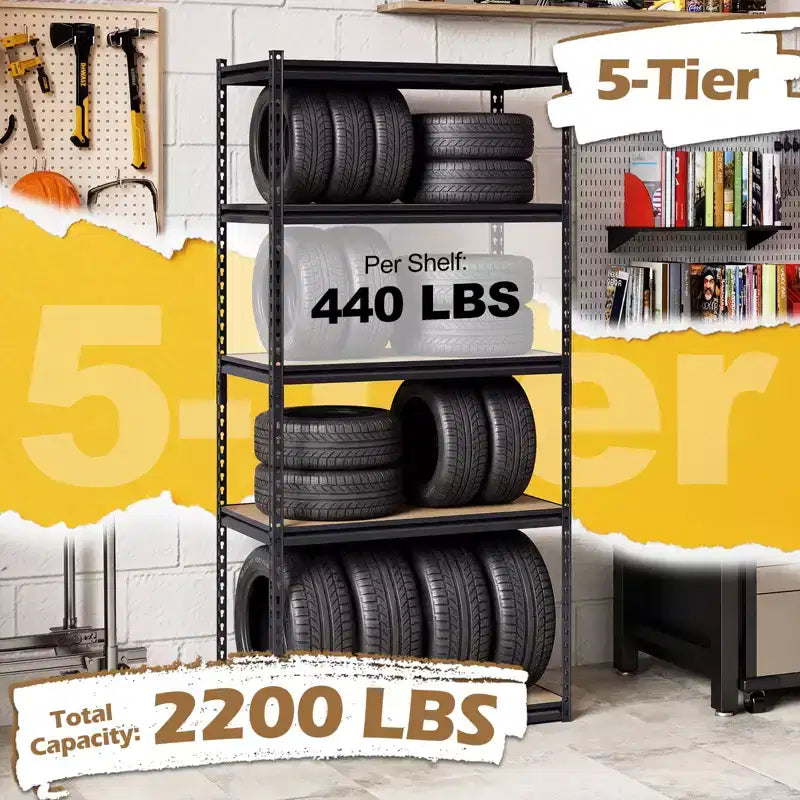 4PCS 5-Tier Garage Shelving Unit 2200 LBS Heavy Duty Metal Storage Shelves