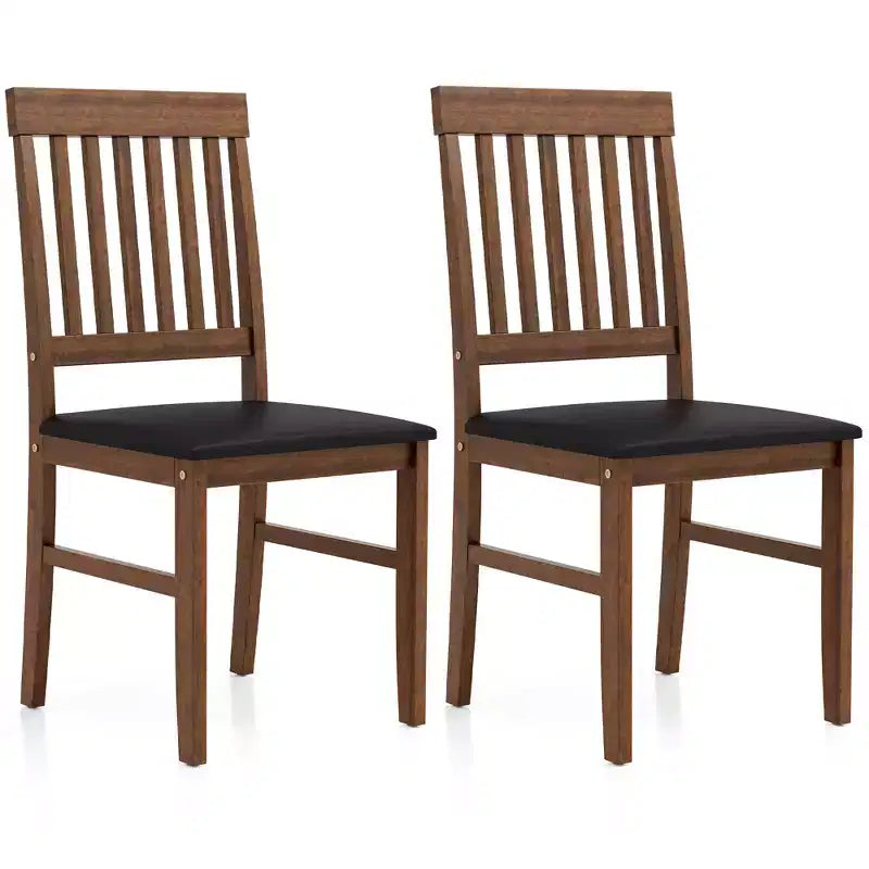 Heynemo Wooden Dining Chairs Set of 2, Modern Dining Chairs with Rubberwood Legs, 350LBS Capacity, Leather Side Seat for Kitchen, Set of 1, Brown