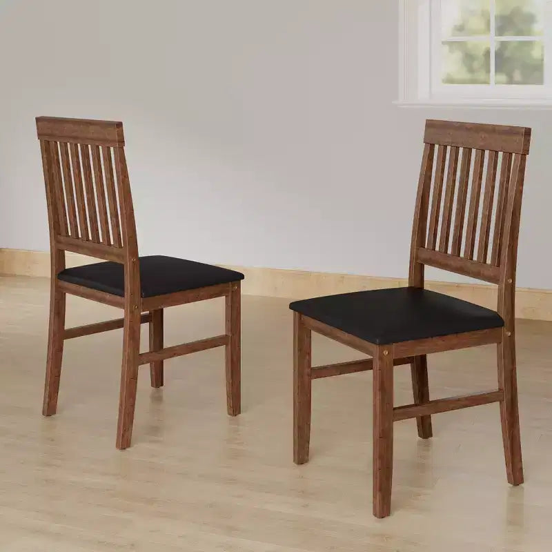 Lot de 2 chaises de salle à manger en bois, chaises de salle à manger modernes avec pieds en bois d'hévéa, capacité de 158 kg, assise latérale en cuir pour cuisine, lot de 1, marron
