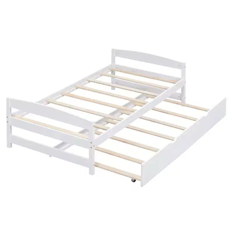 Lit plateforme en bois double avec lit gigogne double, assemblage facile
