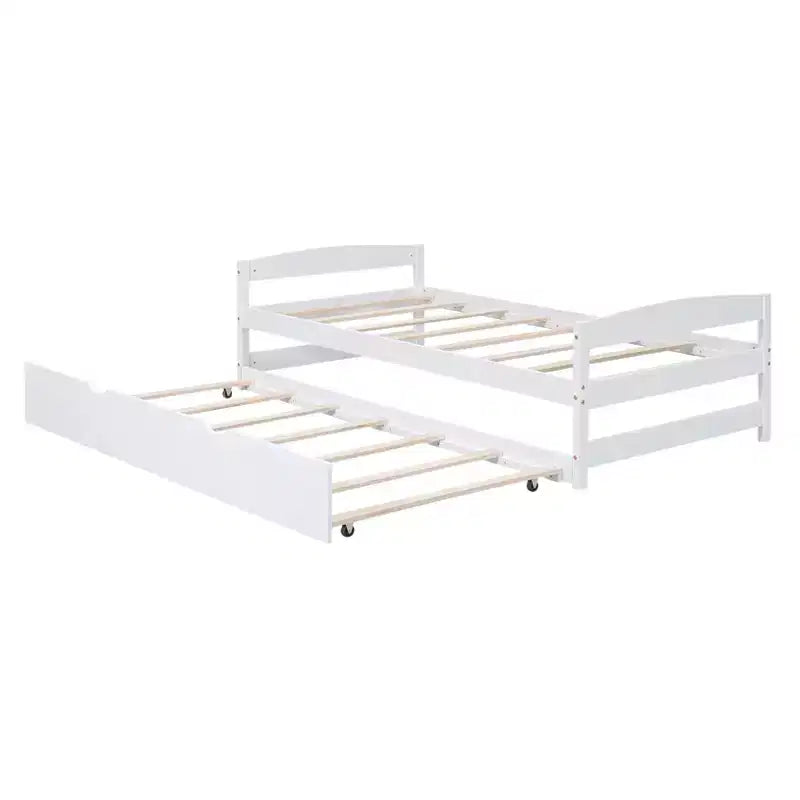 Lit plateforme en bois double avec lit gigogne double, assemblage facile