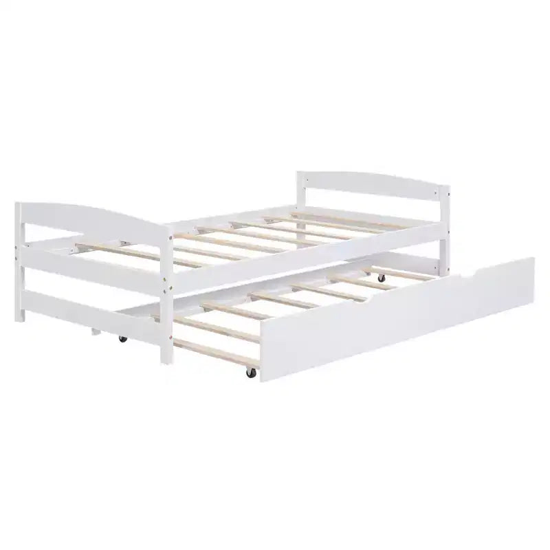 Lit plateforme en bois double avec lit gigogne double, assemblage facile