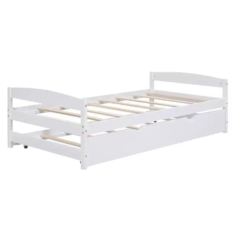 Lit plateforme en bois double avec lit gigogne double, assemblage facile