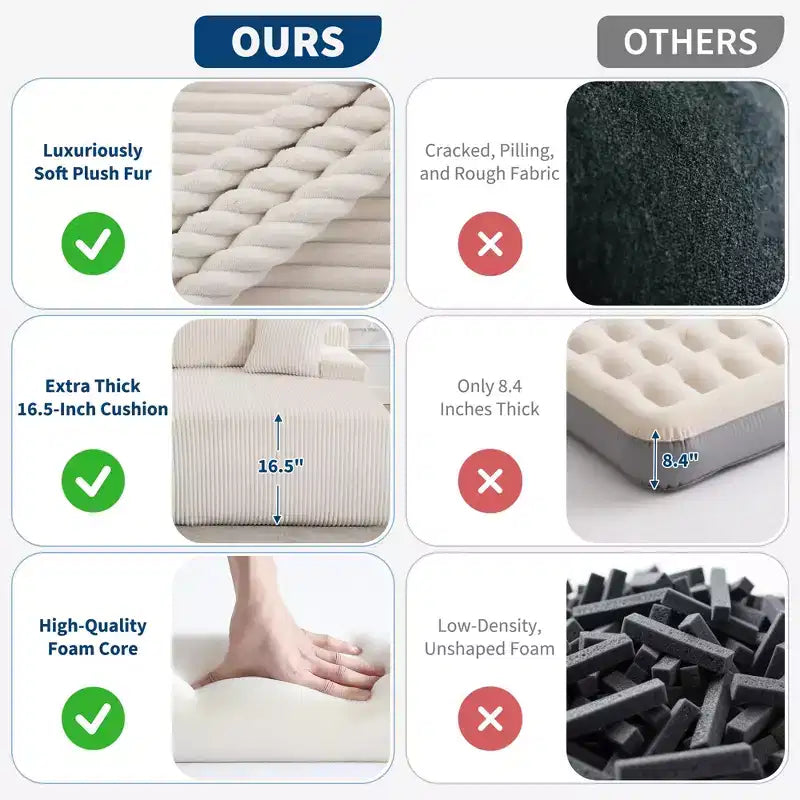 Oversized Corduroy Sleeper Sofa Bed - 79'' Deep Seat, No Assembly, 4 Pillows & Armrests, Comfy Cloud Loveseat for Living Room, Bedroom, Office