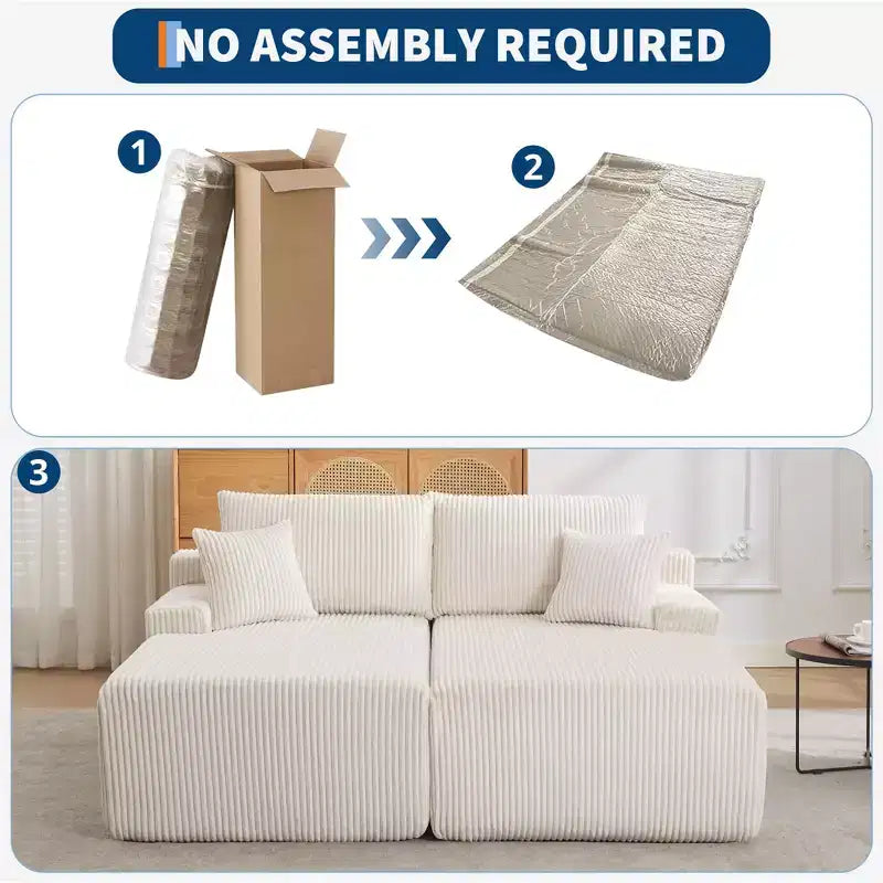 Oversized Corduroy Sleeper Sofa Bed - 79'' Deep Seat, No Assembly, 4 Pillows & Armrests, Comfy Cloud Loveseat for Living Room, Bedroom, Office