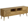 Meuble TV console moderne du milieu du siècle, 183 cm, centre de divertissement média en noyer avec tiroir de rangement