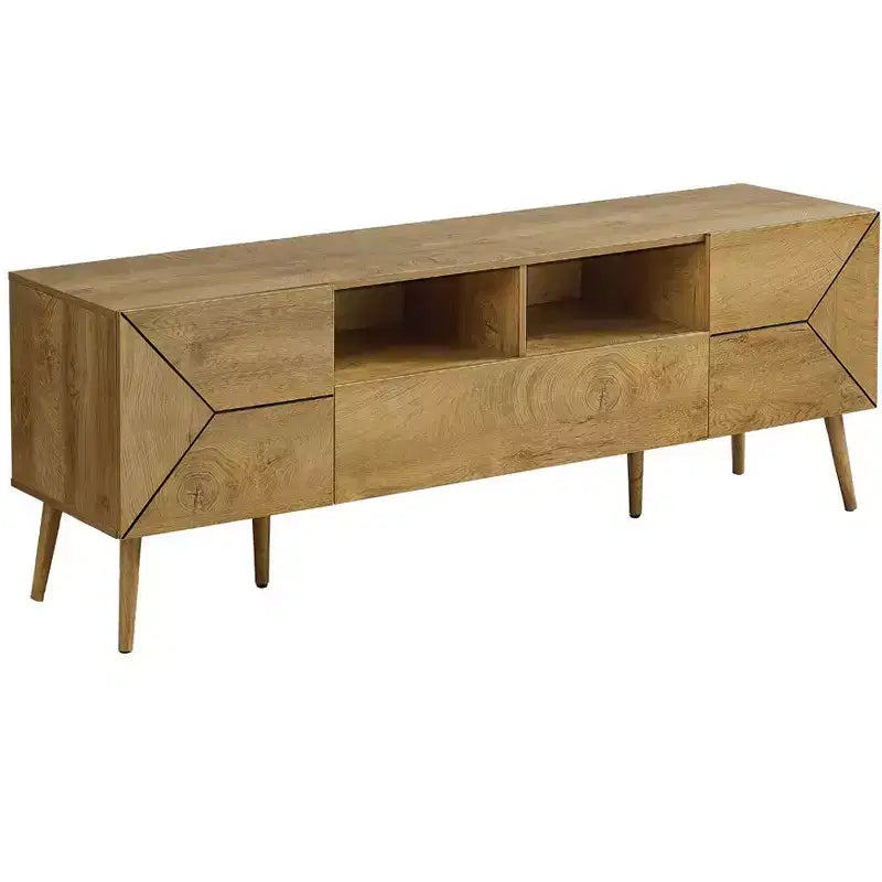 72 Inch Mid Century Modern TV Stand Console, Walnut Media Entertainment Center with Storage Drawer