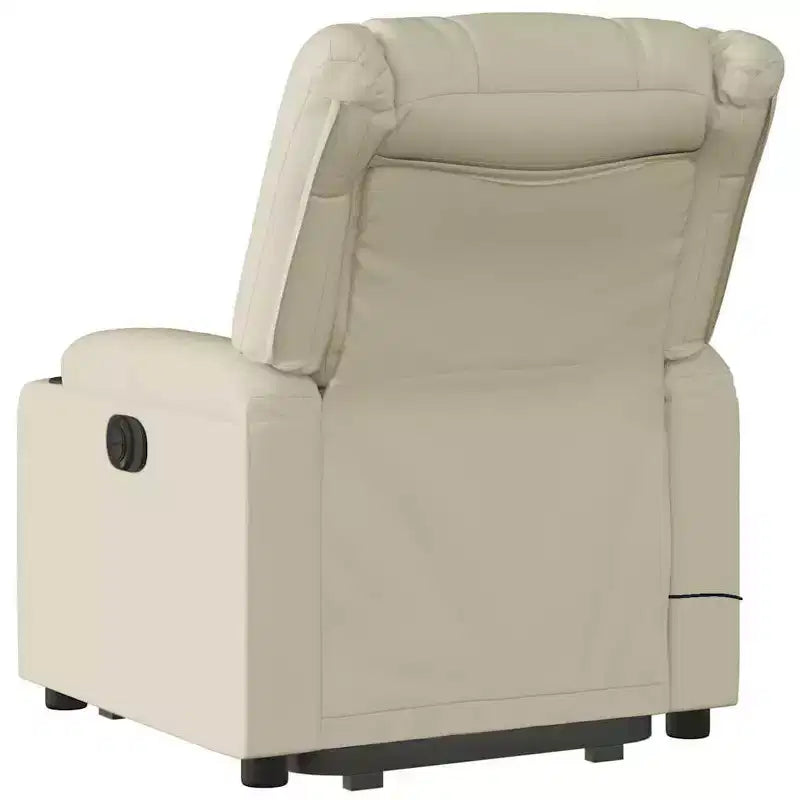 Fauteuil de massage inclinable avec fonction releveur en similicuir crème