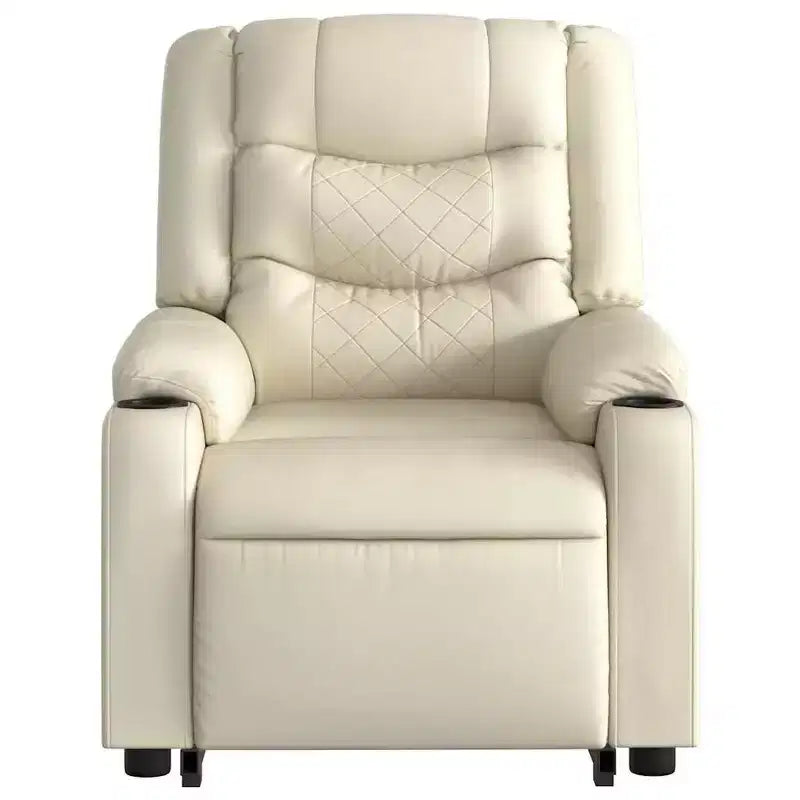 Fauteuil de massage inclinable avec fonction releveur en similicuir crème