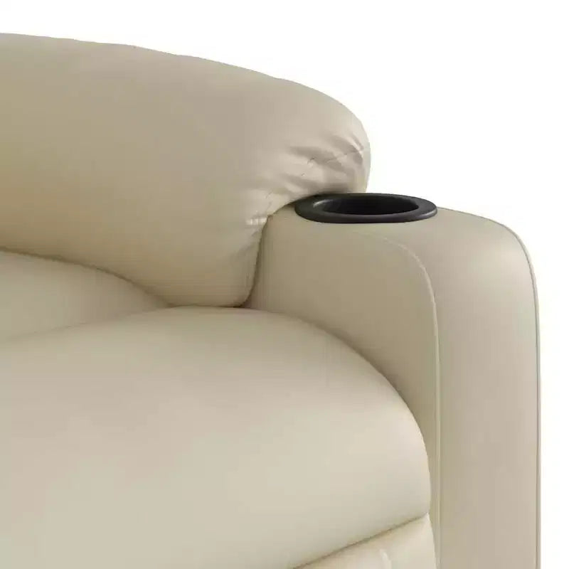 Fauteuil de massage inclinable avec fonction releveur en similicuir crème