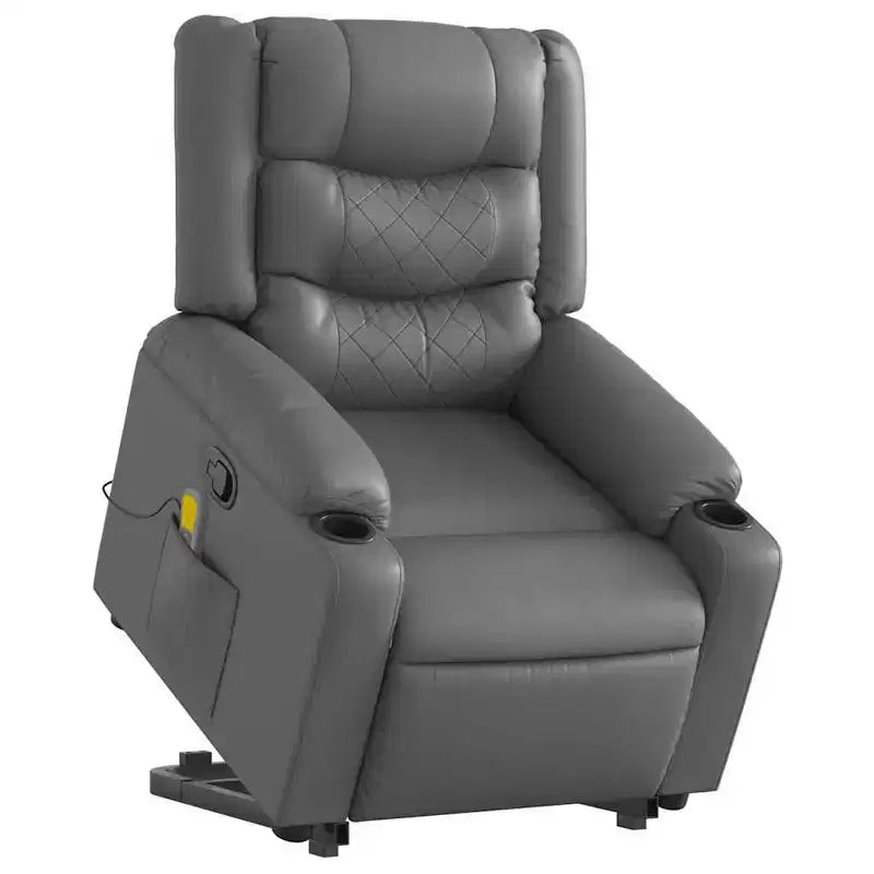 Fauteuil de massage inclinable avec fonction releveur en similicuir crème
