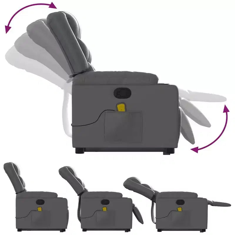Fauteuil de massage inclinable avec fonction releveur en similicuir crème