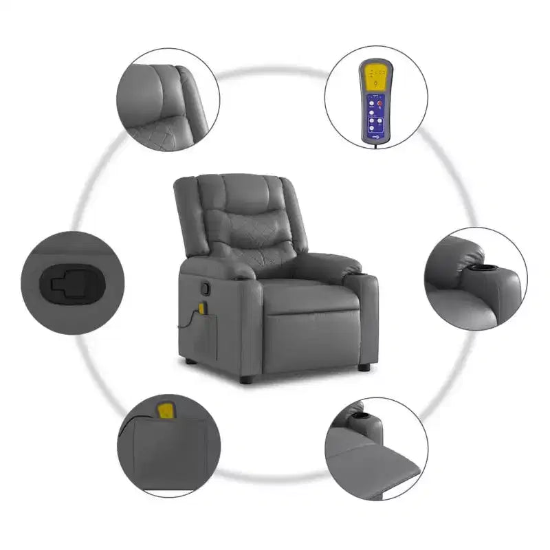 Fauteuil de massage inclinable avec fonction releveur en similicuir crème