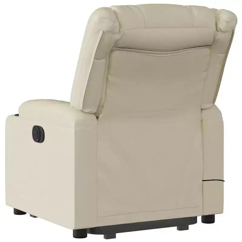 Fauteuil de massage inclinable avec fonction releveur en similicuir crème