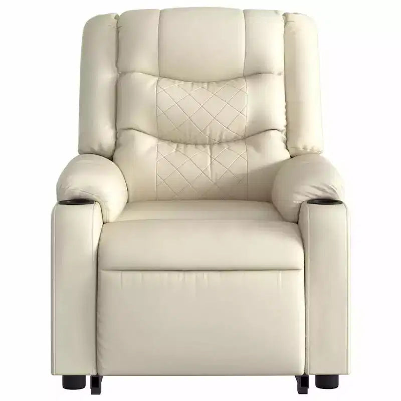 Fauteuil de massage inclinable avec fonction releveur en similicuir crème