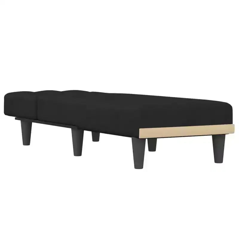 Chaise longue velours noir (100% polyester), contreplaqué