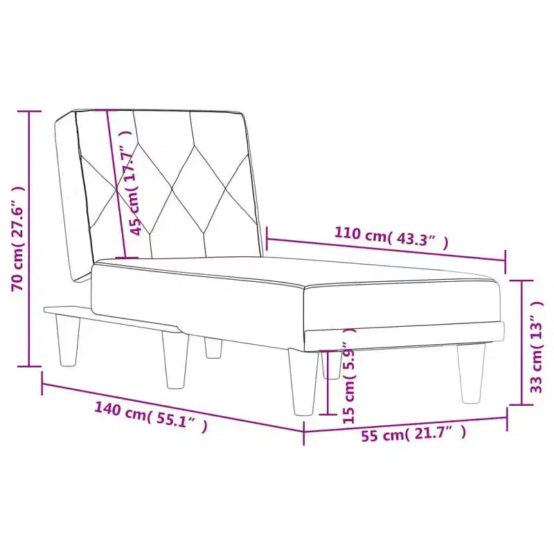 Chaise Longue Black Velvet (100% polyester), plywood