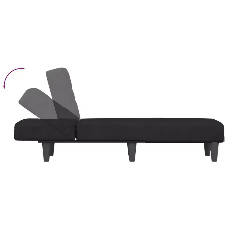 Chaise longue velours noir (100% polyester), contreplaqué