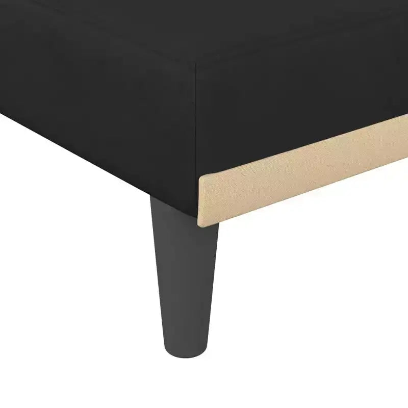 Chaise longue velours noir (100% polyester), contreplaqué
