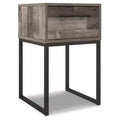 Neilsville Nightstand Black/Gray/Beige - Signature Design by Ashley: Rustic Mid-Century Modern, Metal Frame, Drawer