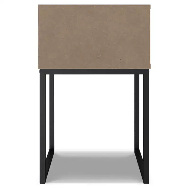 Table de chevet Neilsville Noir/Gris/Beige - : Rustique Mid-Century, cadre en métal, tiroir