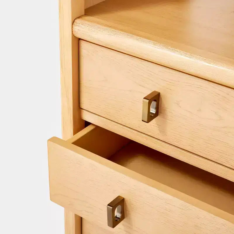 Bibliothèque avec tiroirs - ™ conçue avec : une Armoire Haute en Placage de Bois, 3 Étagères