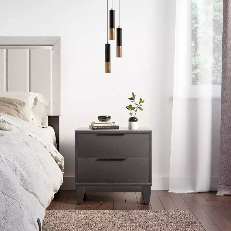 2 Drawer Easy Glide Modern Nightstand
