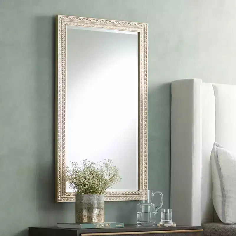 Rectangular Vanity Decorative Wall Mirror Modern Champagne Gold Wood Frame 24 Wide Bathroom Bedroom Living Home