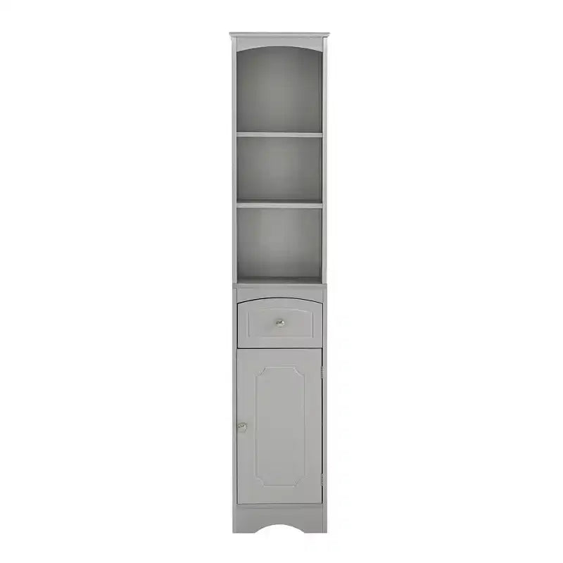 Meuble de rangement haut de salle de bain avec étagères, tiroir et porte, colonne de salle de bain étroite et autoportante pour petits espaces