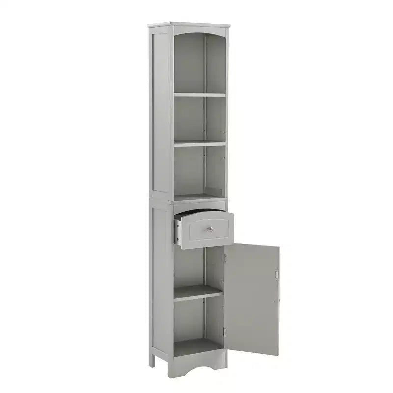 Meuble de rangement haut de salle de bain avec étagères, tiroir et porte, colonne de salle de bain étroite et autoportante pour petits espaces