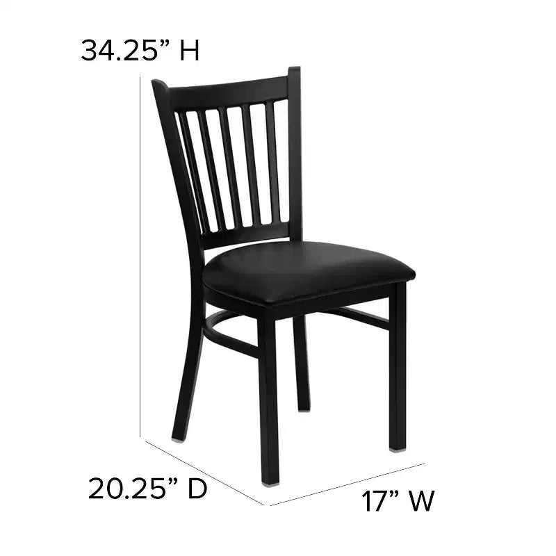 Chaise de restaurant en métal à dossier vertical, lot de 2