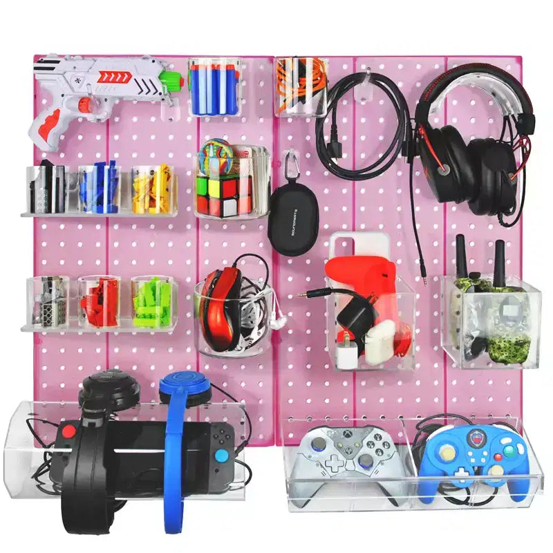 Kit d'organisation murale en panneau perforé 24 pièces