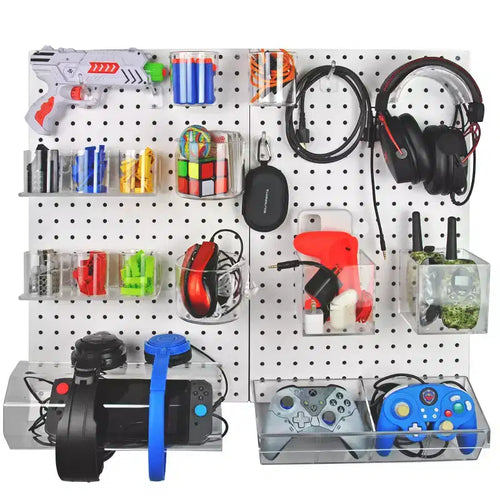 Kit d'organisation murale en panneau perforé 24 pièces