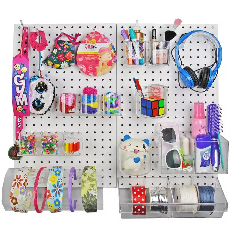 Kit d'organisation murale en panneau perforé 24 pièces