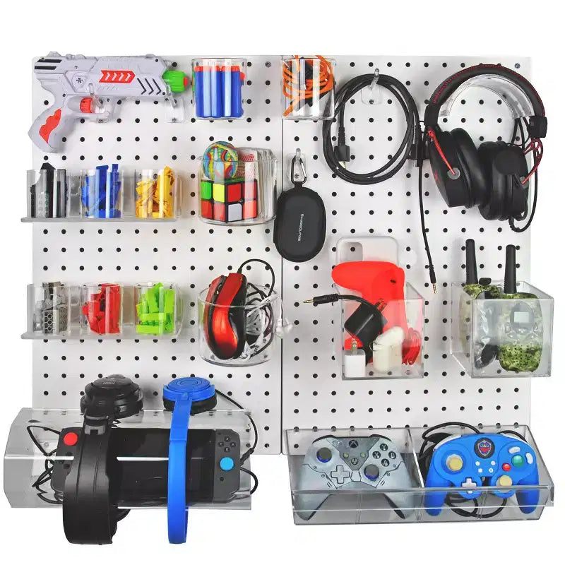 Kit d'organisation murale en panneau perforé 24 pièces