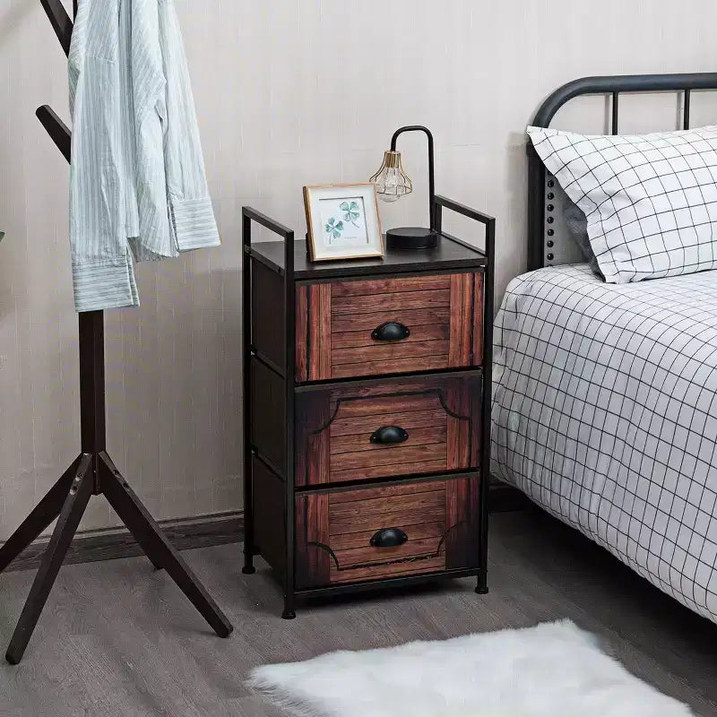 3 Drawer Fabric Dresser Storage Sturdy Steel Frame Closet