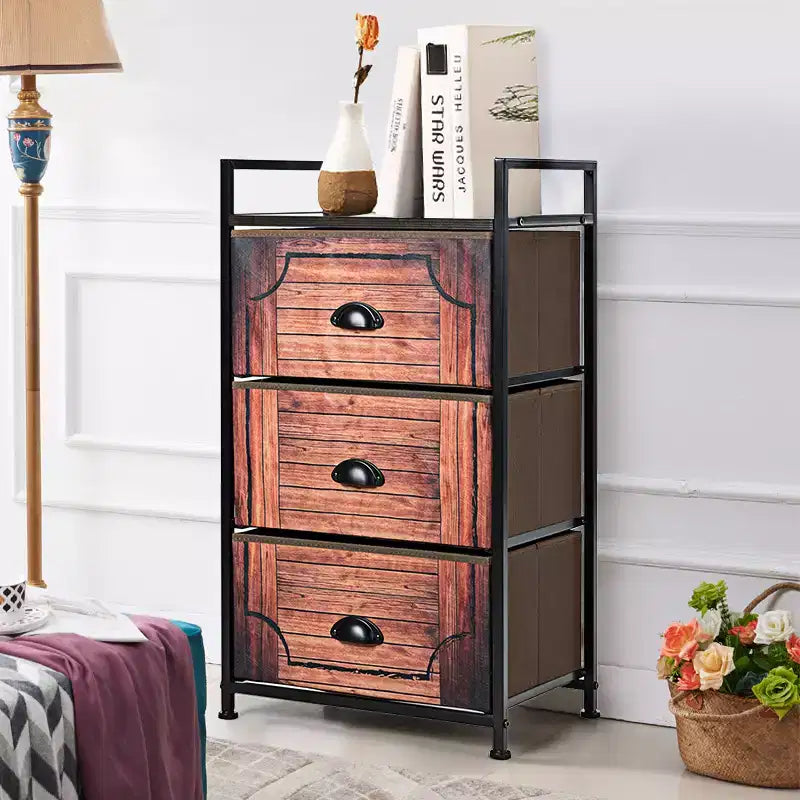 Commode de rangement en tissu à 3 tiroirs, cadre en acier robuste pour placard