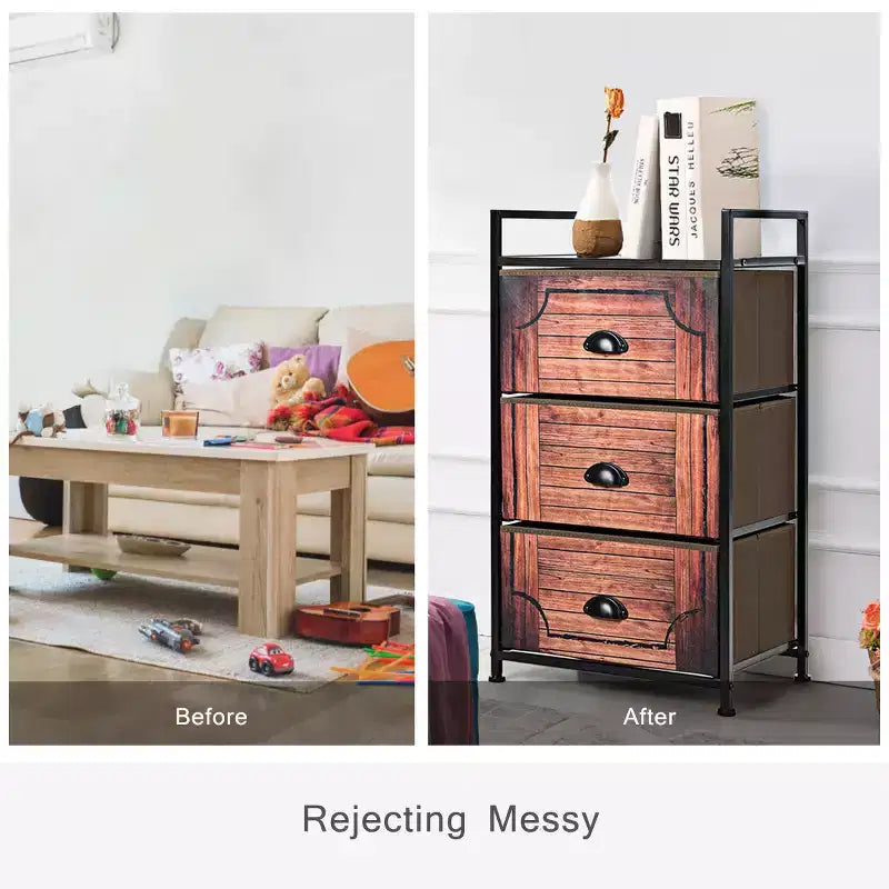 3 Drawer Fabric Dresser Storage Sturdy Steel Frame Closet